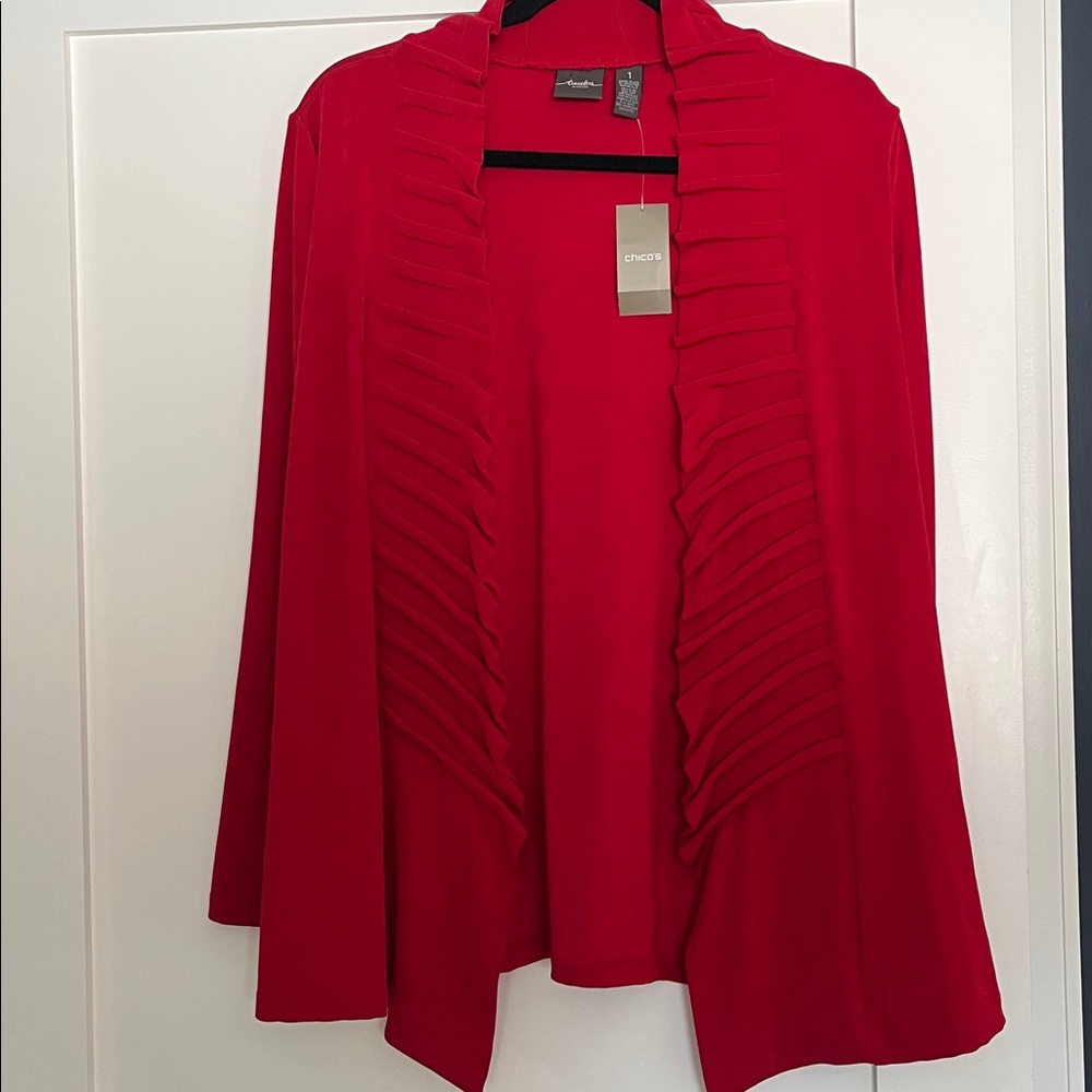 Chico’s travelers red ruched cardigan - size 1 - NWT - Picture 4 of 5